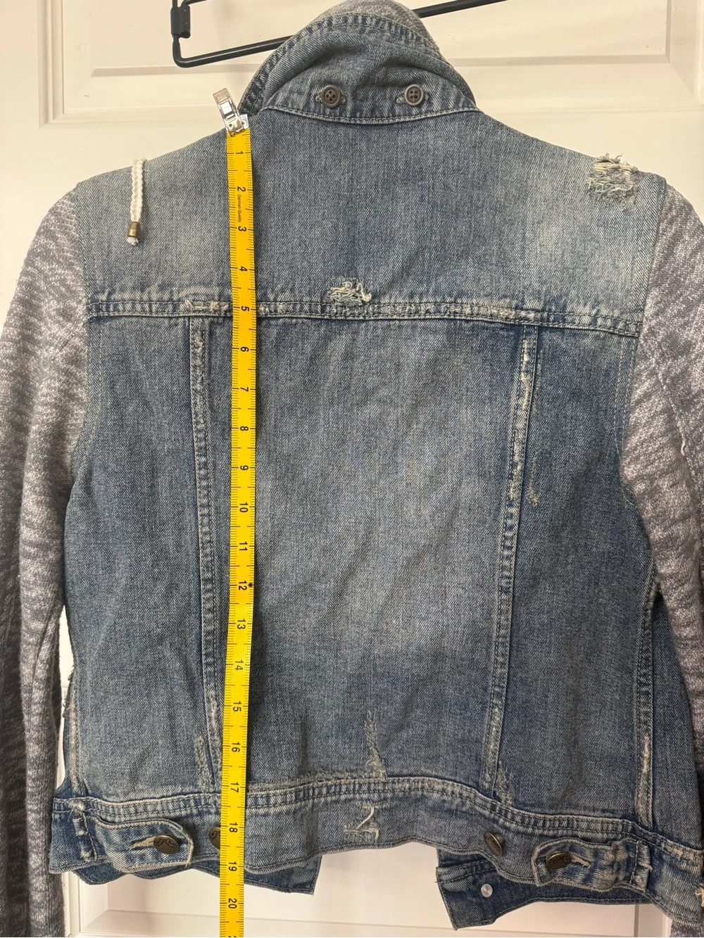 Free People Blue Denim Jacket with removable hood - Picture 4 of 7